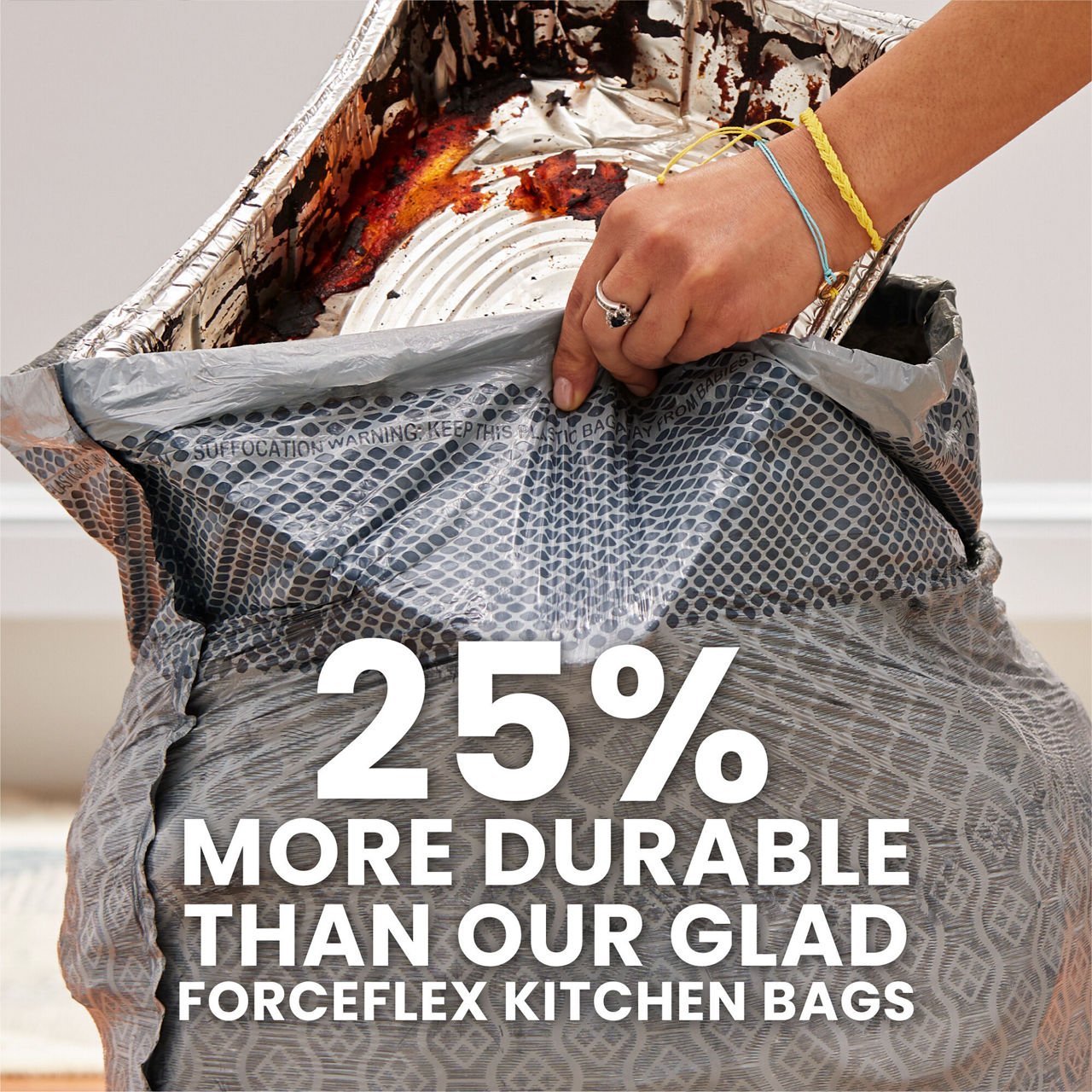 Glad ForceFlex MaxStrength Drawstring Trash Bags, 13 Gallon, Odor Shield, 20 ct