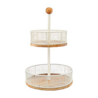 2-Tier Wire & Wood Serving Tray