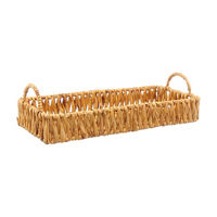 Woven Hyacinth Decorative Rectangular Tray with Handles, Small