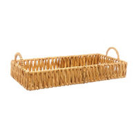 Woven Hyacinth Decorative Rectangular Tray with Handles, Medium