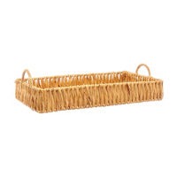 Woven Hyacinth Decorative Rectangular Tray with Handles, Large