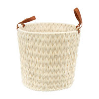 Round Woven Natural Fabric Rope Basket with Handles,