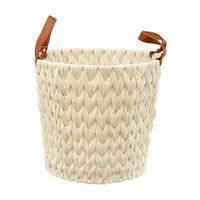 Round Woven Natural Fabric Rope Basket with Handles,