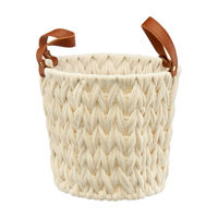 Round Woven Natural Fabric Rope Basket with Handles,