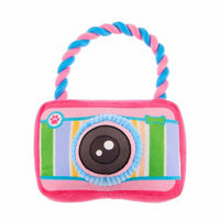 Plush Camera Dog Toy with Rope