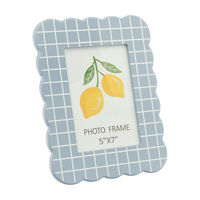 Photo Frame, Pale Blue Grid, 5 in x