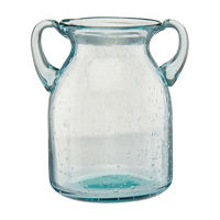 Blue Bubble Glass Vase with Dual Handles, 6 in