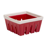 Red and White Ceramic Pint Berry Basket 