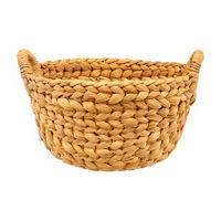 Round Water Hyacinth Braided Basket, Natural, Small