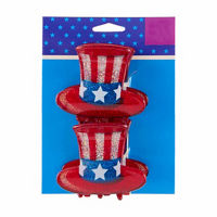 Patriotic Glitter Hat Claw Hair Clips, 2 pk