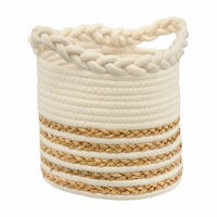 Round Cotton and Jute Braided and Wrapped Basket