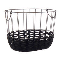 Wire and Rope Oval Basket with Handles, Black,