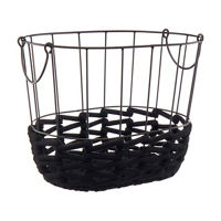 Wire and Rope Oval Basket with Handles, Black,