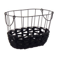 Wire and Rope Oval Basket with Handles, Black,