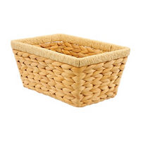 Rectangular Braided Water Hyacinth Basket, Natural, Medium