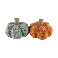 Pumpkin Pillow, Blue and Orange 