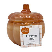 Perfect Harvest Pumpkin Shaped Glass Jar Candle with Cream Wax, Orange, Pumpkin