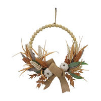Harvest Flowers & Bead Wreath, 10 in