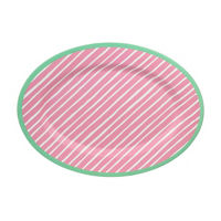 Pink Striped Oval Serving Tray, 18 in