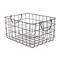 Metal Rectangular Basket with Handles, Black, Large