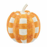 Orange Plaid Pumpkin, 7 in