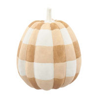 Neutral Plaid Pumpkin, 10 in
