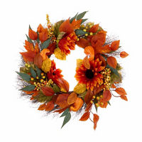Fall Traditional Floral and Leaf Wreath, 22 in, Assorted Styles