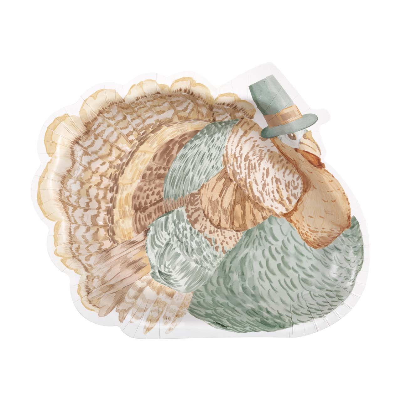 Family Thanksgiving Turkey-Shaped Plates, 8 ct