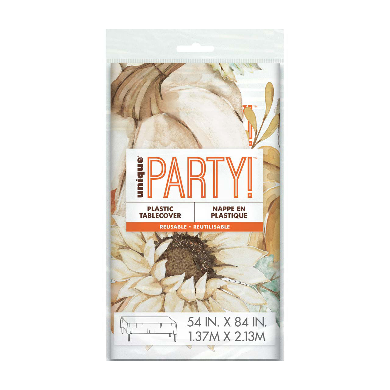 Family Thanksgiving Plastic Table Cover, 54 in x 84 in