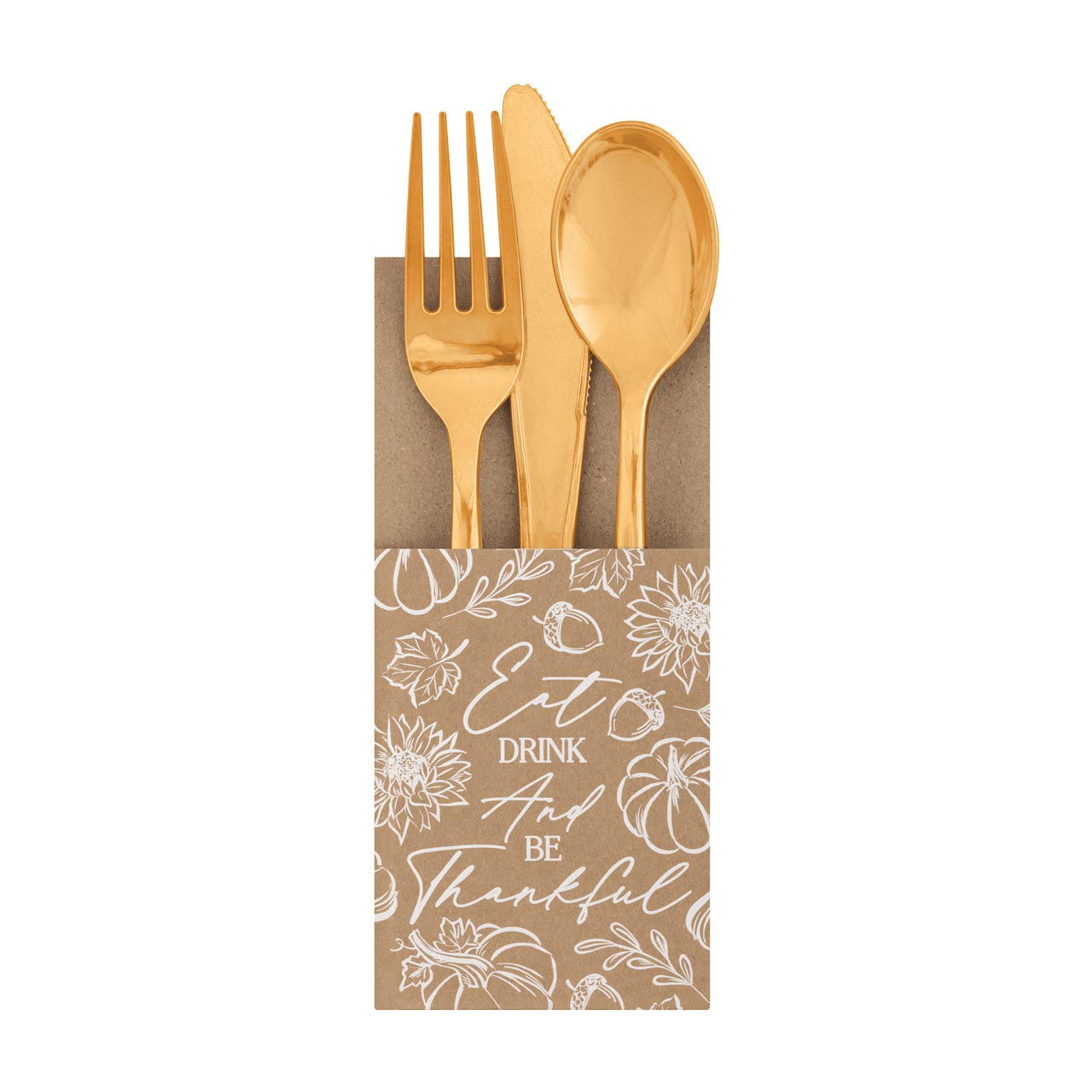 Unique Party! Family Thanksgiving Kraft Paper Cutlery Pouches, 8 ct