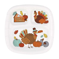 Playful Turkey Divided Plates, 8.5 in x 9.25 in, 8 ct
