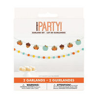 Unique Party!  Pom Pom Garland and Playful Turkey Banner Set, 6 ft
