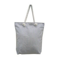 Blue Striped Tote Bag w/ Rope Handle, 100%