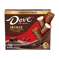 Dove Minis Ice Cream Bars Variety Pack, Vanilla & Chocolate with Dark Chocolate, 10 ct