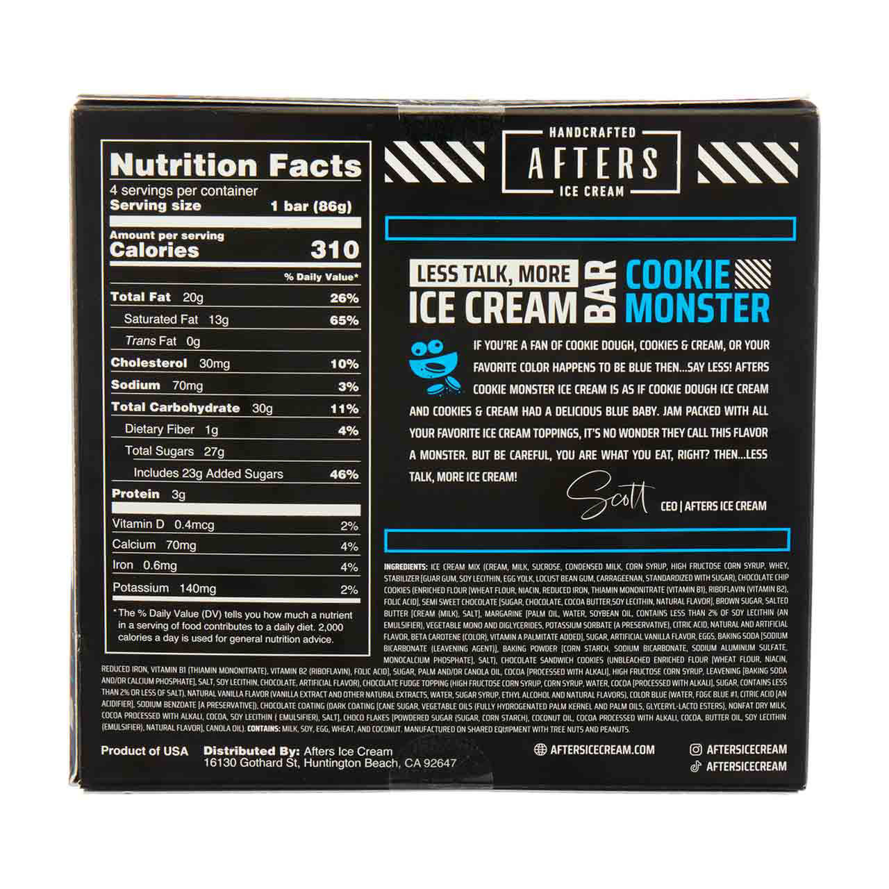 AFTERS Cookie Monster Ice Cream Bar, 4 ct