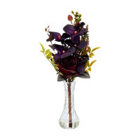 Halloween Spooky Floral Arrangement in Clear Glass Bud Vase