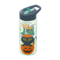 Halloween Plastic Water Bottle with Straw, 16 oz,