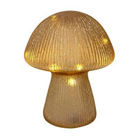 Brown Mushroom-Shaped Glass Lamp with LED Lights