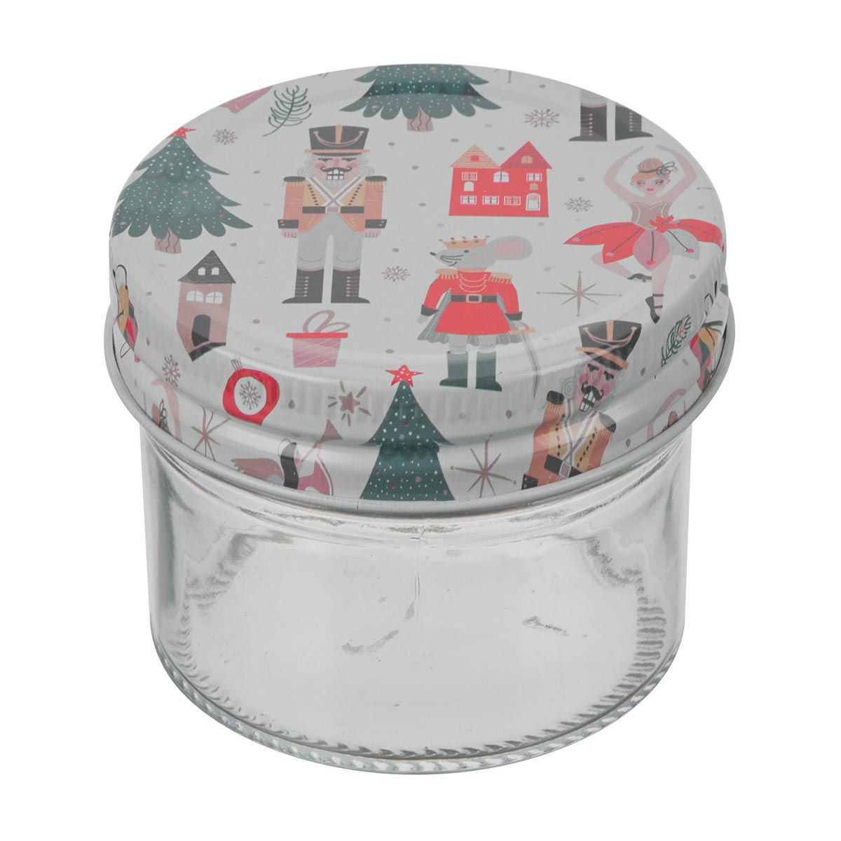 Christmas Themed Glass Canister, 4 oz, Assorted