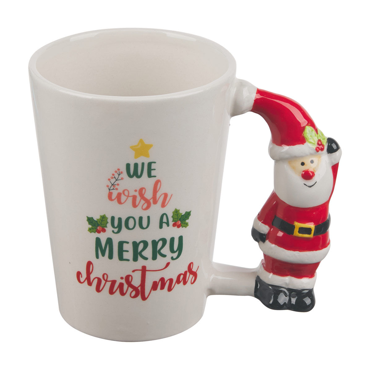 Christmas Themed Santa Handle Mug, Assorted