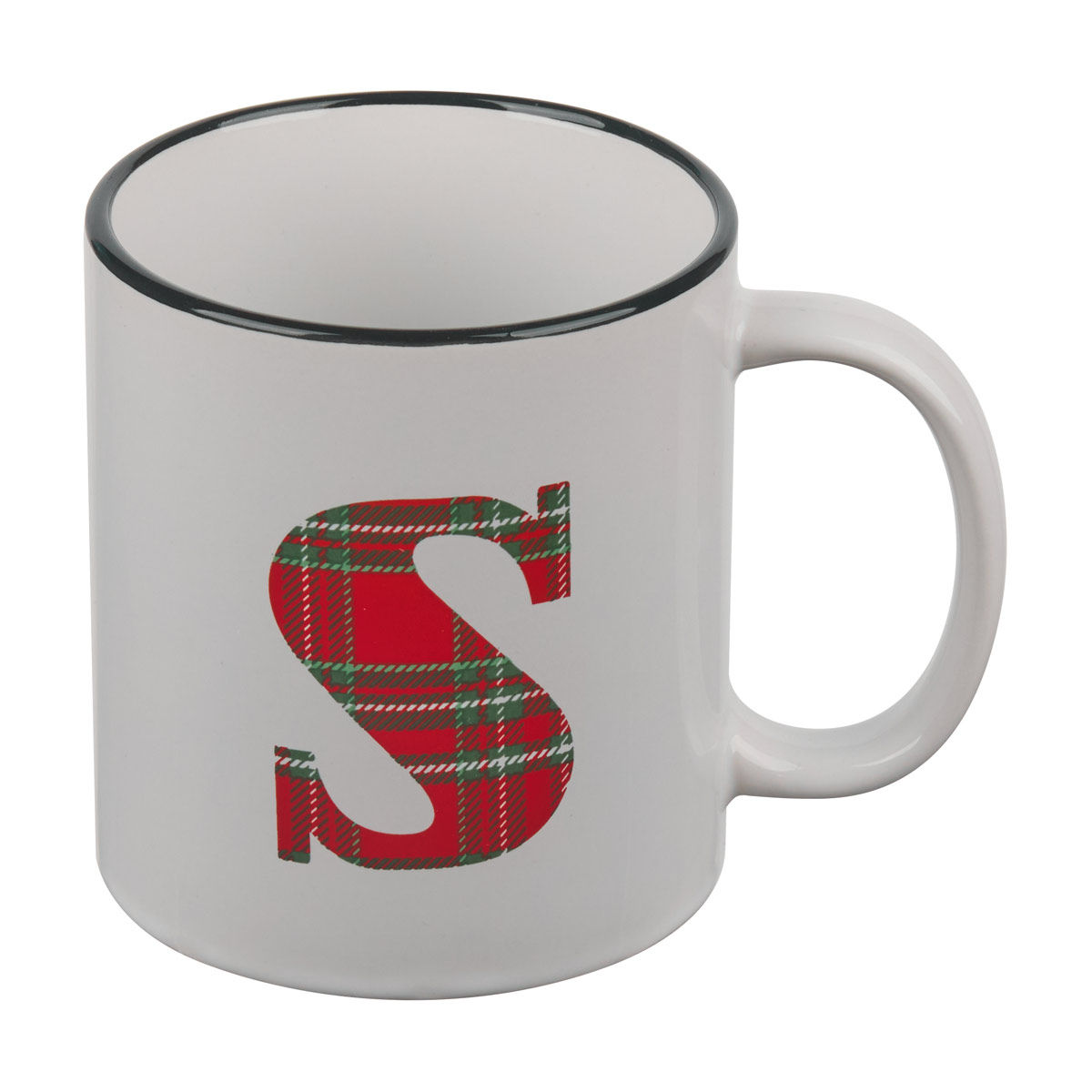 Christmas Plaid Monogram Mug, Assorted