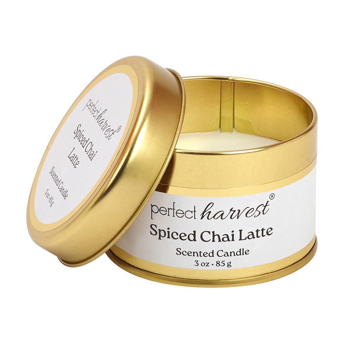 Perfect Harvest Tin Container Scented Candle, Spiced Chai Latte, 3 oz