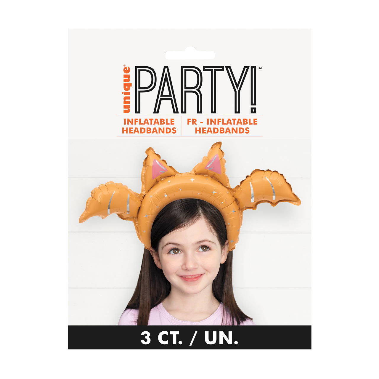 Unique Party! Orange Inflatable Bat Headbands, 21 in, 3 ct