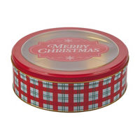 Christmas Round Tin with Window Lid, Assorted