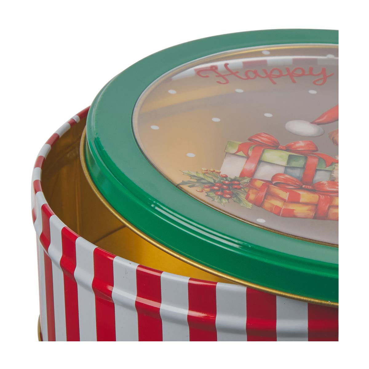 Christmas Round Tin with Window Lid, Assorted