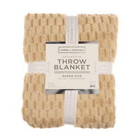 Salon de Maison Super-Soft Queen-Size Throw Blanket, 90 in x 90 in, Beige 