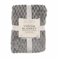 Salon de Maison Super-Soft Queen-Size Throw Blanket, 90 in x 90 in, Gray 