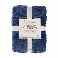 Salon de Maison Super-Soft Queen-Size Throw Blanket, 90 in x 90 in, Navy Blue 
