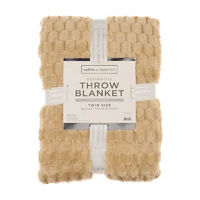 Salon de Maison Throw Blanket, Twin Size, Beige, 66 in x 90 in