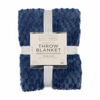 Salon de Maison Throw Blanket, Twin Sized, Navy Blue, 66 in x 90 in